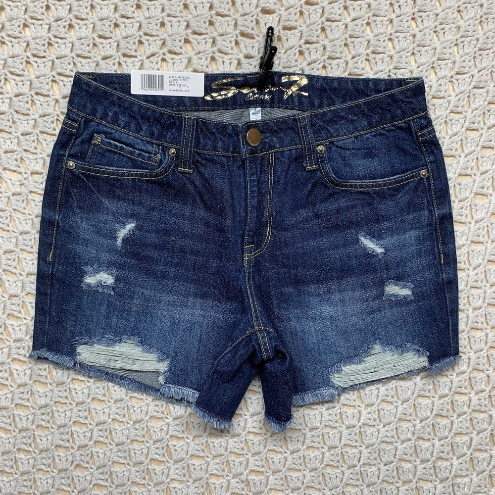 Seven 7 Weekend Shorts Jean Women Sz‎ 4 Blue Denim  Stretch Comfort Stretch NWT
